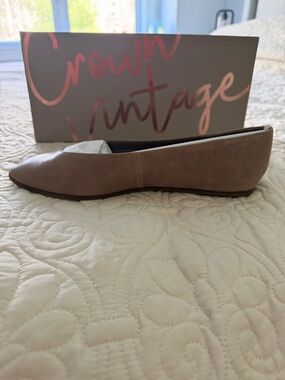 Crown Vintage Taupe Pointed-Toe Suede Flats